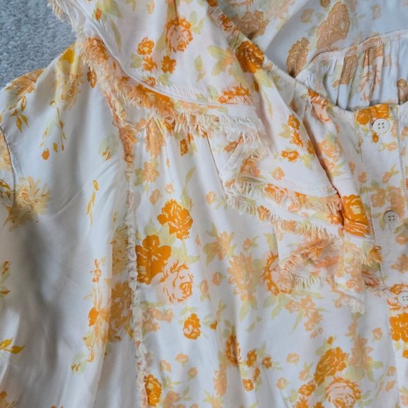 Free People Women Sz S Loretta Floral Ruffle Boho Cottagecore Tunic Top Festival - Picture 14 of 16